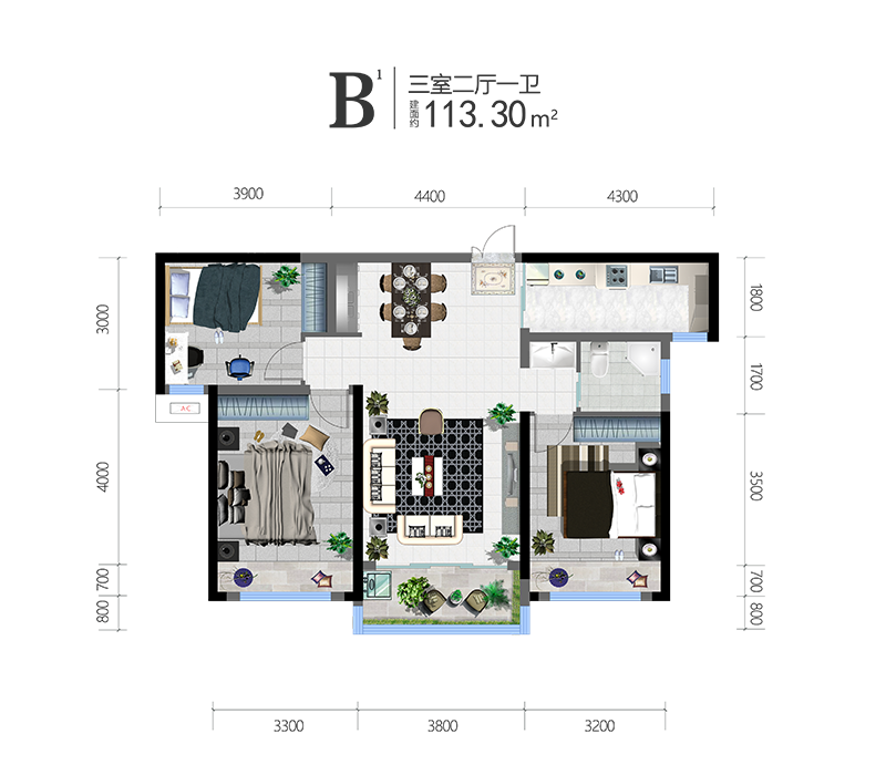 标准层户型图1